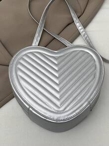1 pièce Sac bandoulière matelassé en forme de cœur de couleur unie, sac à épaule mini stylé, sac à main léger - idéal pour les femmes, les étudiantes, les jeunes filles, parfait pour un usage quotidien, les sorties décontractées, les courses, les rassemblements de vacances - Multicolore - Voir 12