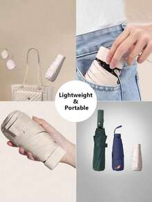 Mini Folding Umbrella, Pocket-Sized Portable Waterproof Travel Umbrella, Sun Umbrella, Ladies UV Protection Umbrella, 2-In-1 Mini Six-Fold Super Lightweight Portable Umbrella, Mini Travel Umbrella, Dual-Use Portable Umbrella, Windproof, 99% UV Protection, Unisex - Multicolor - View 6