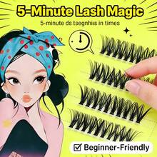 570pcs Eyelash Extension Kit, Russian Eyelash Extension Set, Pointed Individual Lashes, 3D Fluffy Lashes, D Curl Lash Clusters, 10-18mm Lash Extension, 6 Styles Lash Clusters, Pointed Individual Lashes, Various Natural Makeup Effects, Pointed/40D/60D/80D/100D Reusable Individual Segment False Lashes, Lightweight & Soft, Lash Extension Lash Clusters, Lash Clusters, Individual Lashes, Eyelashes, False Eyelashes - 黑色 - 查看 8