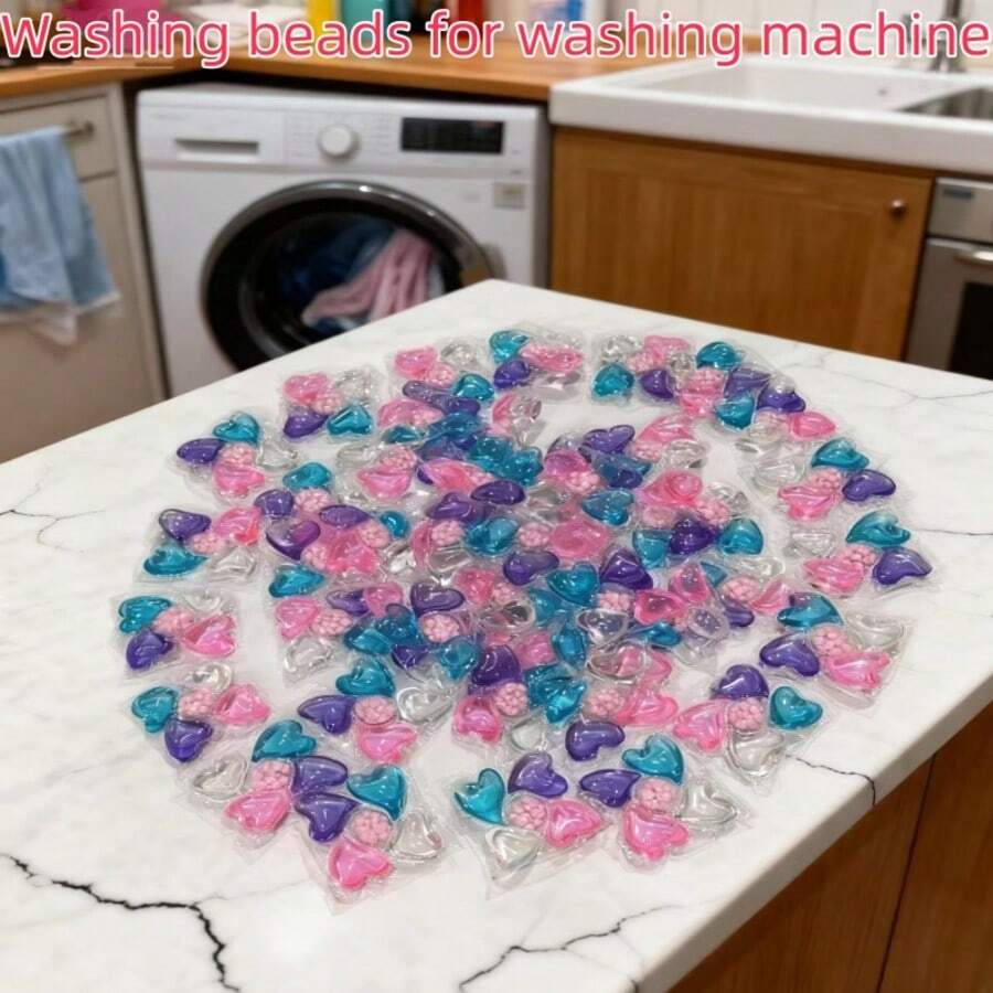 全新心形蜜桃香氛柔顺洁净五腔洗衣凝珠，多功能浓缩洗衣珠，居家必备，适用于洗衣机 - 液體 - 查看 1