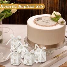 200 颗迷你念珠，含礼盒、欧根纱袋和牛皮纸感谢卡，适合洗礼回礼、天主教初领圣体、婚礼派对装饰 - 彩色 - 查看 8