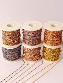 Dây chuyền hạt thép không gỉ 100cm, dây chuyền hạt nhựa nhiều màu sắc phong cách Bohemian, dây chuyền tráng men để làm trang sức DIY và phụ kiện vòng cổ. - Chuỗi tự làm - Xem 7