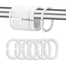 Plastic Shower Curtain Rings Hooks For Bathroom Shower Window Rod 24 Pack White - White - View 1