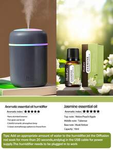 1pc 300ml Colorful Humidifier, USB Powered, With Cool Mist And Bright Ambient Light, 2 Working Modes, Auto Shut-Off, Quiet Mist, Electric Air Humidifier, Bedroom Decor Gift, Home Air Freshener, Suitable For Room Decor, Office, Living Room, Desk, Car, An Ideal Gift For Her, For Daily Air Humidifying, Refilling And Anti-Drying - 多色 - 查看 30