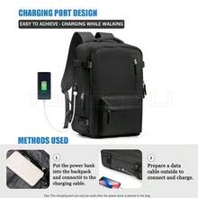 17-Inch Laptop Business Work Waterproof Backpack, Large Travel Backpack For Both Men And Women, Handbag, With Laptop Compartment, Suitable For Carry-On Luggage, Carry-On Luggage Box, Super Large Travel Backpack, Suitable For Business Trips, Travel Bag, Suitable For School, Suitable For Both Men And Women. - 黑色 - 查看 3