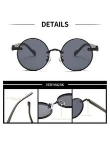 Verywork 1pc Women's Round Full Frame Personalized Classic Elegant Fashion Design Casual Basic Sunglasses, Suitable For Daily Life, Driving, Camping, Travel, Outings, Summer Beach, Vacation, Street Photography And More - Multicolor - View 4