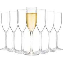 1/2/4/6/12只装亚克力香槟杯，5盎司（约141.7克），不易碎，可重复使用 - 现代时尚，适合日常居家、婚礼、烘焙、饮酒、派对等场合（透明）。也适用于高端婚礼、复活节、餐饮、宴会、鸡尾酒会以及户外场所，例如露台、泳池、海滩。 - 透明 - 查看 1