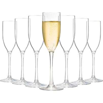 1/2/4/6/12pcs Acrylic Champagne Flutes, 5oz (Approx. 141.7g) Unbreakable Reusable Champagne Glasses - Modern And Ideal For Everyday Home, Weddings, Baking, Drinking, Parties (Transparent) High-End Weddings, Easter, Dining, Banquets, Cocktail Parties And Outdoor Use Such As Patio, Pool, Beach