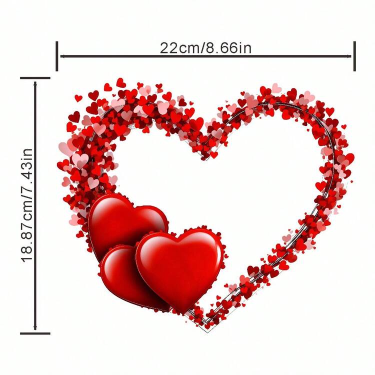 1 片心形边框热转印贴纸，2D 平面设计，适用于服装、包包和枕头 - 熨烫贴片，心形主题，易于粘贴在织物工艺品上，是情人节礼物的理想选择。 - 彩色 - 查看 3