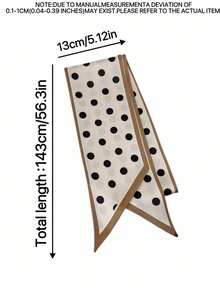 1件双面马链印花缎面围巾，可搭配女士连衣裙、短裤、腰带、包包、帽子、丝带、腰带 - 卡其波點 - 查看 3