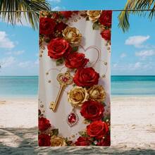 1 szt. Naszyjnik z kluczem w kolorze czerwonym i złotym, ultramiękki, duży ręcznik plażowy, superchłonny ręcznik kąpielowy, odpowiedni do podróży, basenu, nurkowania, surfingu, jogi, kempingu, dostępny w wielu rozmiarach, akcesoria plażowe na plażę, basen, podróże, kemping, wystrój łazienki do jogi - C - Zobacz 4