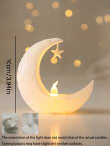 1pc Ramadan Lantern Decor, Flameless Candle Lantern, Eid Mubarak Moon & Star Lights, Home Tabletop Decoration - Multicolor - View 7