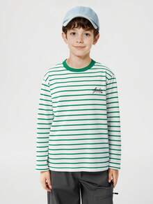 Balabala 2026 Kids Unisex Long Sleeve T-Shirt, Quick Dry, Spring 2026 Collection - White Green Tone - View 3