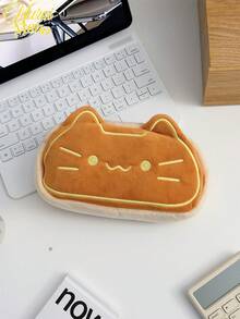 1个可爱猫咪造型大容量文具收纳袋，旅行化妆包，便携式大容量女士化妆包收纳袋，超大容量收纳袋，学生派对铅笔盒 - 彩色 - 查看 3