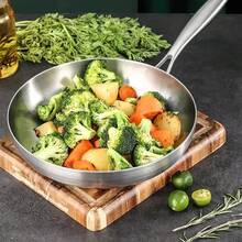 304 Stainless Steel Frying Pan NonStick Pan Fried Steak Pot Uncoated Kitchen - Silver - View 5