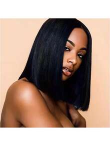 Elegant Natural Black Short Bob Wig For Women - 16 Inch,Hair With Side Part, Perfect For Daily Wear & Cosplay, Face Shaping, Head Cover, Party Wig 1B Bob Wig Human Hair 13x4 Frontal Lace Wig Transparent Lace Front Wigs Human Hair Pre Plucked With Baby Hair Straight Wig Human Hair 200% Density Human Hair Bob Wigs With Baby Hair Middle Part Lace Wigs Natural HairLine Wigs For Women - SNatural - View 6