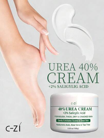 40%尿素乳霜 + 2%水杨酸，适用于粗糙的脚后跟和双手，具有去角质和深层保湿功效，可用于足部、手部、膝盖、肘部、脚后跟，清爽不油腻，滋养肌肤，有效改善粗糙、厚重、干裂的皮肤，适合所有肤质，是理想的情人节礼物，100克/3.53盎司