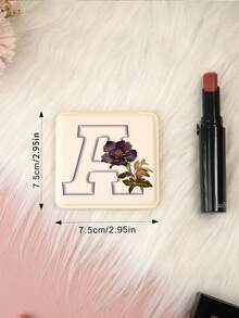 1个Y2K风格英文字母系列便携式化妆镜，可折叠轻巧便携，全皮材质，适合各种场合，可折叠方形口袋镜，复古花卉3D英文字母印花设计，180°翻盖，多功能 - 彩色 - 查看 5