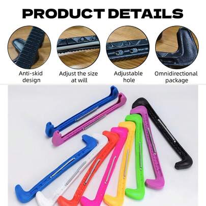 2 piezas de protectores ajustables para patines de hielo - Cubiertas de plástico resistente para cuchillas de patinaje artístico y hockey, accesorios de protección para entrenamiento/almacenamiento/viaje, tamaño ajustable, resistente a arañazos y abolladuras, esencial para la práctica de patinaje sobre hielo y uso diario