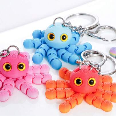 1pc 2026 New 3D Printed Cute Octopus Keychain, Backpack Pendant, Car Accessory With Movable Joints, Ideal Gift For Boys, Girls, Friends, Birthday, Party
