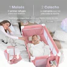cunas para bebésESQUIMAL Cuna para Bebé 4 en 1 Colecho Moisés Cama de Viaje y Corral de Juegos Plegable y Portátil con Toldo Mosquitero y Cambiador. Ideal 0 a 3 Años Rosa - rosa - Ver 2