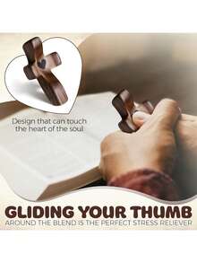 5pcs/1pc Thumb Cross, Handheld Amulet, Heart-Shaped Cross, Cross Ornament, Stress-Relieving And Inspirational Gift, Prayer Ornament/Festive And Party Supplies - Multicolor - View 5