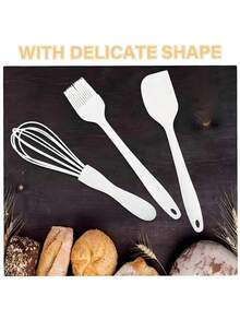 1pc/3pcs Silicone Non-Stick Cookware Set, Heat Resistant Cake Spatula, Food Tongs, Whisk, Oil Brush, Kitchen Baking & Cooking Tools, Great Gift For New Year, Mother's Day, Graduation - Multicolor - View 4