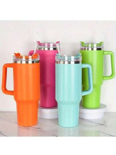 1pc 40oz Large Capacity Coffee Cup, Stainless Steel Double Wall Insulated Vacuum Thermal Travel Mug, Hot & Cold
