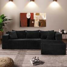 Techigher Modular Sectional Sofa, Cloud Sectional Couch, 106" Comfy Fluffy L Shaped Couches For Living Room, Oversized Sofa Sleeper With Deep Seat, No Assembly Required - Black - View 2