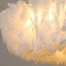 手工波西米亚羽毛灯罩 - 高品质羽毛，无需用电，现代简约设计，适用于卧室、婚礼和家居装饰，艺术灯罩，浪漫卧室装饰，独特照明，卧室装饰灯罩 - 羽毛燈罩 - 查看 12
