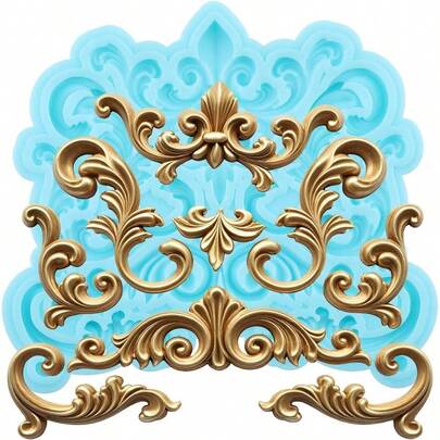 Baroque Style Fondant Molds Curlicues Scroll Lace Silicone Mold Flower Molds Cake Decorating Cupcake Topper Chocolate Candy Gum Paste Polymer Clay