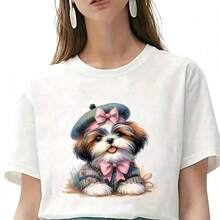 1pc/2pcs/3pcs Cute Dog Wearing Beret Durable Heat Transfer Stickers, For DIY T-Shirt, Sweatshirt, Jeans, Hoodie, Backpack, Jacket, Handbag, Pillow - L+S - View 6