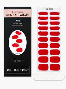 20 miếng dán móng tay gel bán khô, màu đỏ, chất lượng salon, cần sử dụng với đèn UV, thích hợp cho nữ giới tự làm móng tại nhà. Dụng cụ làm móng - Đỏ - Xem 6