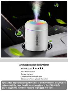 1 180ml Humidifier, Portable Air Humidifier With Cold Mist And LED Lights, USB Powered Small Humidifier, Available In Black And White Colors, Long-Lasting Fresh Air Freshener, Silent Operation, Bedroom Humidifier, Simple Design, Natural Beauty, Quiet Operation, Suitable For Home, Office, Bedroom, Car, Bar, Women's Gifts. - Nhiều màu - Xem 23