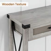Mesa de Entrada Bohemia con Cajones de Ratán 43 Pulgadas - Consola con Almacenamiento para Sala, Pasillo y Vestíbulo - Gris - Ver 4
