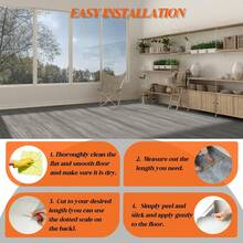 1 rolka 40 cm x 3 m samoprzylepnej naklejki na podłogę z winylu, 3D papier do odklejania i przyklejania z fakturą drewna, odpowiedni do domu, mieszkania, samoprzylepna, łatwa do usunięcia, wodoodporna, pogrubiona wykładzina podłogowa z fakturą drewna - B - Zobacz 8