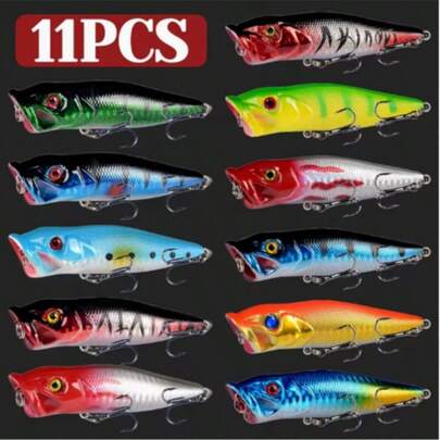 1 Stück/3 Stücke/5 Stücke hochwertige Mehrfarbige Angelköder, Premium Oberflächen-Popper Köder 3.54 Inch, 12,7g Hartköder, Bass Schwimmköder, ideal zum Fangen großer Fische