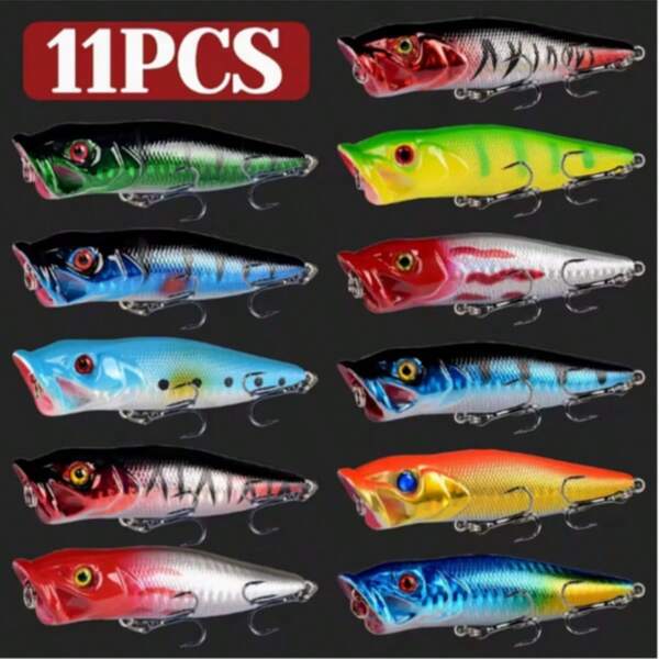 1pc/3pcs/5pcs High Quality Multi-Color Fishing Lures, Premium Surface Popper Lures 3.54 Inch, 12.7g Hard Baits, Bass Swimbait Lures, Ideal For Catching Big Fish