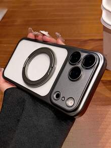 奢华哑光电镀360°磁吸支架手机壳，兼容 17 Pro Max、17 Pro、17 Air、17、16、15、14、13 Pro Max，带摄像头镜头保护和防震功能 - 深灰色 - 查看 4