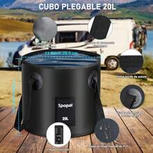 Regadera Portátil Recargable [Cubo Plegable 20L] 6000mAh Ducha Portátil para Camping con 4 Velocidades Pantalla LED IPX7 Kit de Ducha Portatil para Senderismo Mascotas Viaje - Regadera Portatil con Cubo Plegable - Ver 5