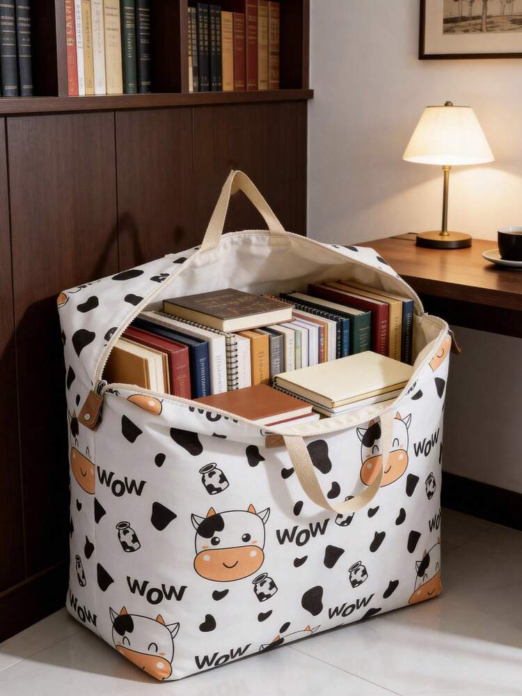 1个棉质被子收纳袋，防水防潮手提袋，适合旅行、搬家、打包、幼儿园卡通收纳袋 - 彩色 - 查看 2