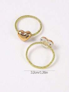 10pcs/Pack Mini Heart Shaped Metallic Elastic Hair Ties For Teen Girls, Cute Princess Style, Versatile, Gentle On Hair, Suitable For Daily Use - 彩色 - 查看 7