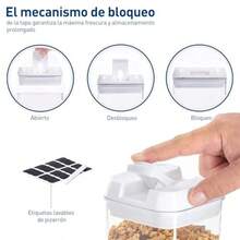 zxxBluelander uego de 7 Recientes ermeticos para Alimentos Organizacion de Cocina Alacena Sin BPA No Toxicos Etiqus de Identcacion Lavable 4 Tamaños mente b Blanco 7organizador de cocina - Blanco - Ver 2