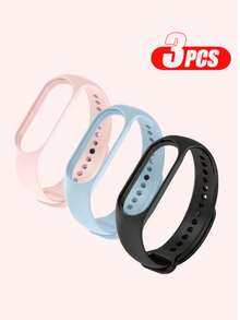 3条装男女通用纯色TPU表带，适用于小米手环3/4/6/5/7/8/9/10，也适用于小米手环7/6/5/4/3，硅胶腕带，小米手环5/6/7配件 - 彩色 - 查看 2