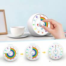 60分钟可视计时器，适用于儿童、教室、办公室、厨房、桌面，是一款儿童时间管理工具，静音运行，番茄钟计时器，彩虹图案 - 彩色 - 查看 4