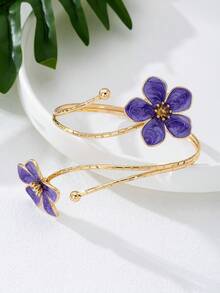 1pc Irregular Shaped Floral Arm Cuff For Women, Stylish Accessory For Summer Parties, Weddings, Vacations, Back To School, New Year Gifts For Friends And Family - White - View 6