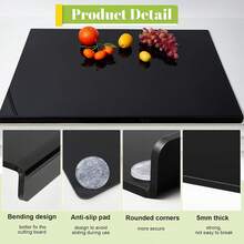 Acrylic Cutting Board With Lip Non Slip 18 X 14 Inch Clear Cutting Board Chopping Acrylic Countertop Protector Cover Shatter Resistant For Home Restaurant Kitchen Sink Stove - màu đen - Xem 4