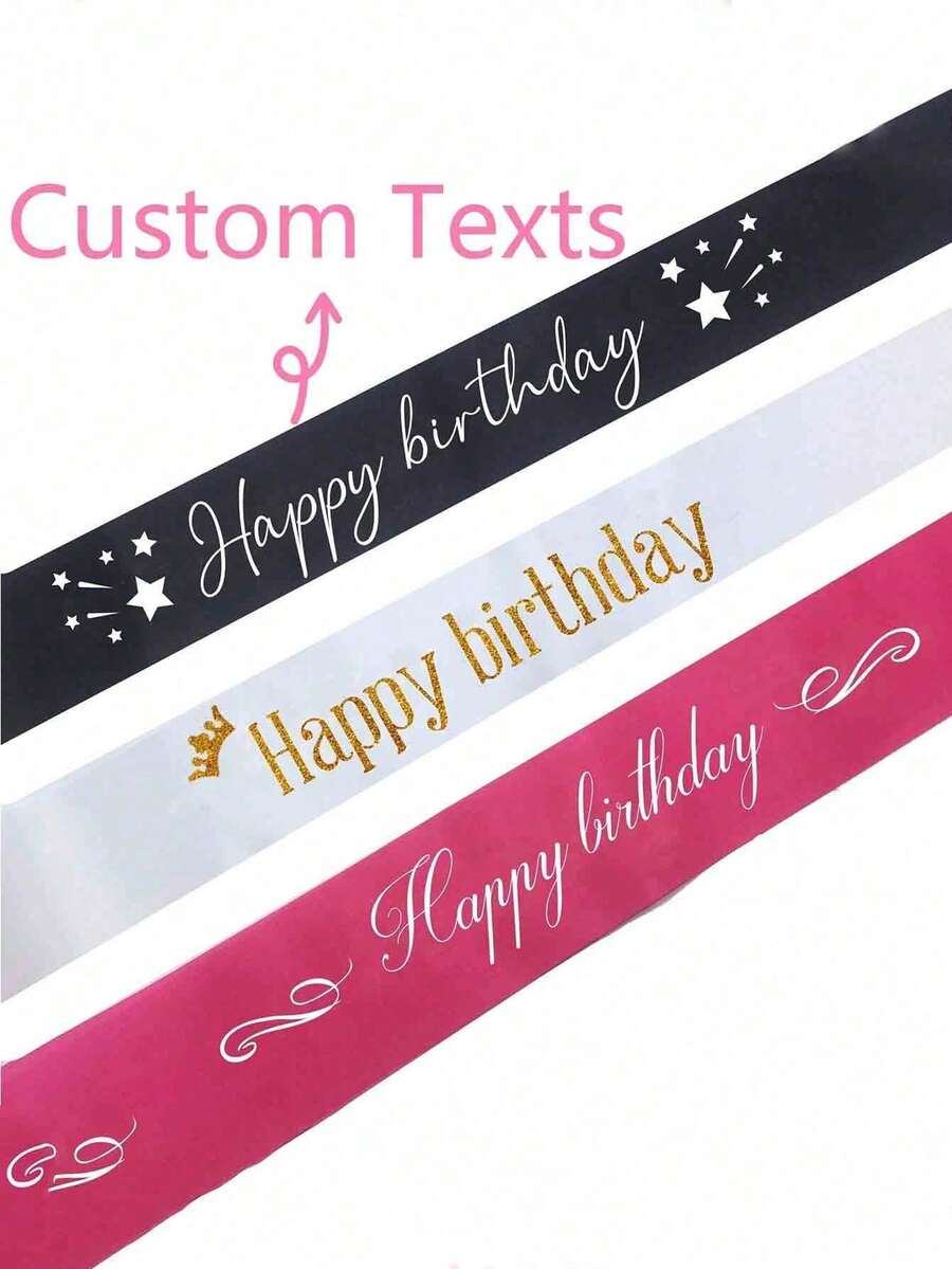 1pc Customized Text Satin Belt, Personalized Slogan Waist Belt, Customizable Birthday Belt, Customizable Single Party Belt, Ideal Gift For Him/Her, Suitable For Graduation Gift - Multicolor - View 1