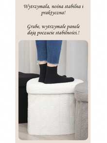 Teddy Velvet Heart-Shaped Folding Storage Box, Household Shoe Changing Stool, Storage Basket, Multi-Functional Storage Stool. - Grey - View 5
