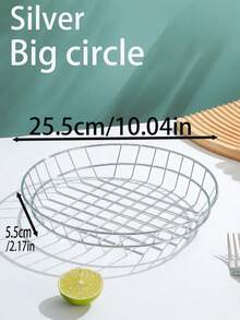 1pc Silver Snack Basket, Fries Basket, Chicken Wings And Fried Chicken Bread Basket, Bar Fried Food Serving Tray, , Easy To Clean, Reusable, Ideal For Home Use - Silver - View 6